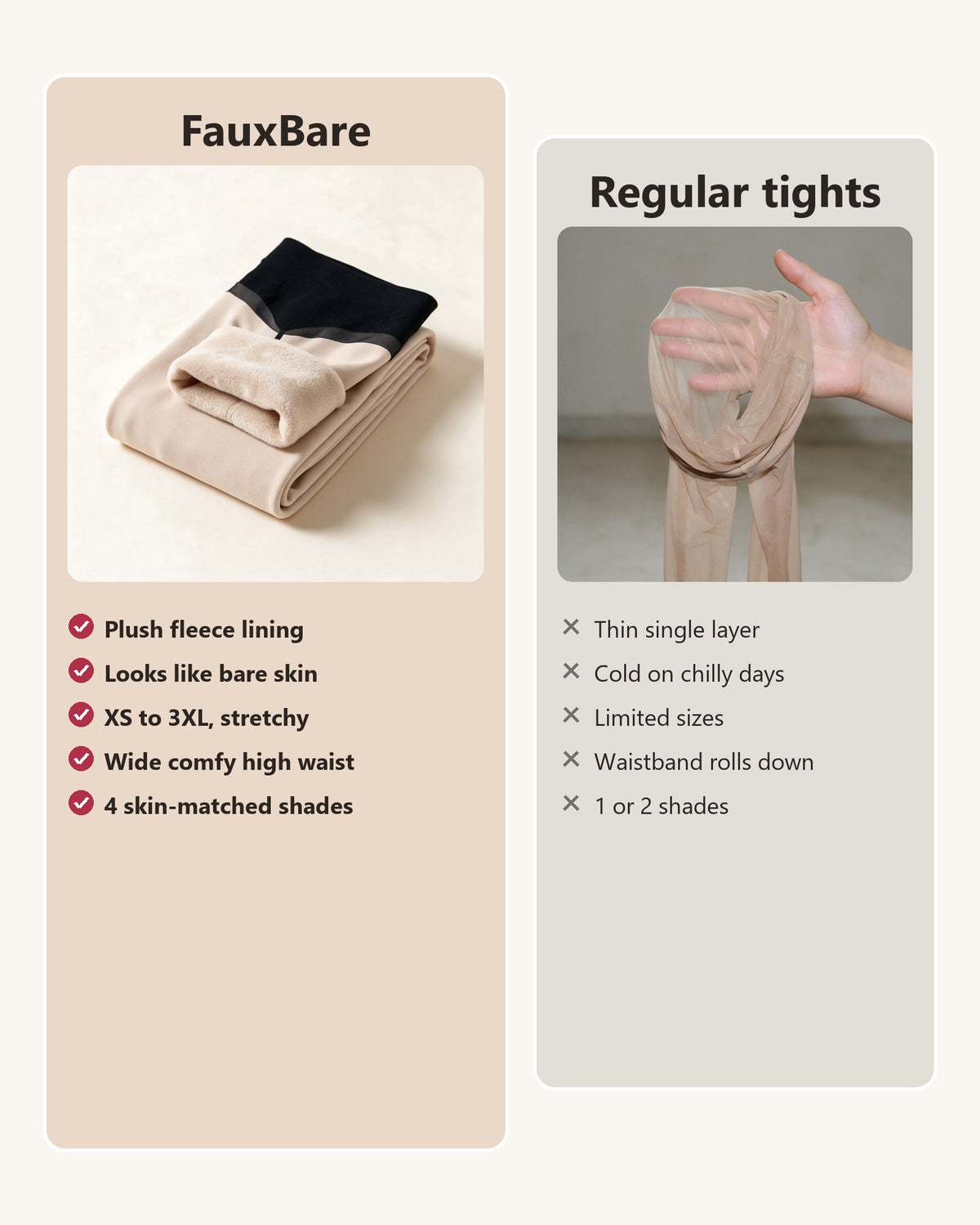 FauxBare Fleece-Lined Sheer Tights